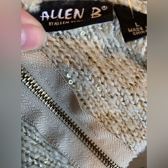 Allen B by Allen Schwartz gold sequin hi low‎ sweater size L - Picture 6 of 7